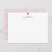 Pink Heart Polka Dot Valentine’s Day Note Card Kaart (Voorkant / Achterkant)