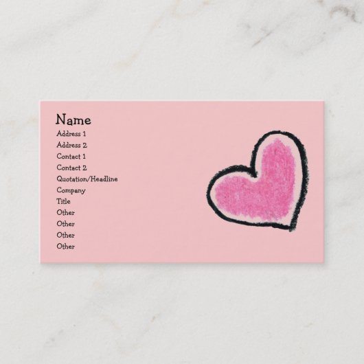 PINK HEART-profielkaart Visitekaartje (Voorkant)