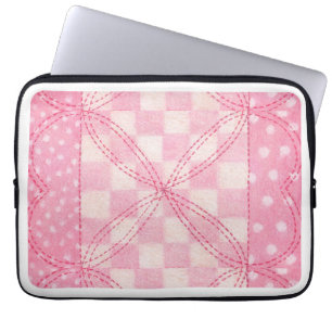 PINK HEART QUILT-laptophoes Laptop Sleeve