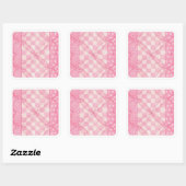PINK HEART QUILT Large Square Stickers (Vel)