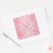 PINK HEART QUILT Large Square Stickers (Envelop)