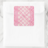 PINK HEART QUILT Large Square Stickers (Tas)