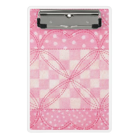 PINK HEART QUILT Mini Clipboard Klembord (Voorkant)