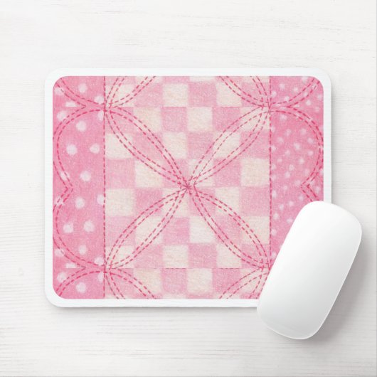 PINK HEART QUILT Muismat (Met muis)