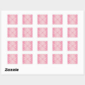 PINK HEART QUILT Small Square Stickers (Vel)