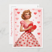 Pink Heart Retro Love Design Postcard Feestdagenkaart (Voorkant / Achterkant)