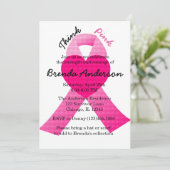 Pink Heart Ribbon Breast Cancer Awareness Party Kaart (Staand voorkant)