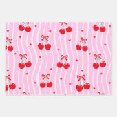 Pink Heart Ribbon Cherries Inpakpapier Vel (Voorkant 3)
