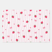 Pink Heart Ribbon Cherries Inpakpapier Vel (Voorkant 2)