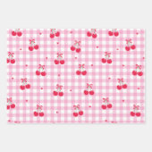 Pink Heart Ribbon Cherries Inpakpapier Vel (Voorkant)