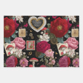 Pink Heart Rose Flowers Vintage Wrapping Inpakpapier Vel (Voorkant 3)