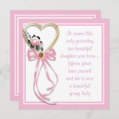 Pink Heart Rozen Quinceanera Uitnodiging (Voorkant / Achterkant)