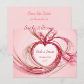 Pink Heart "save the date" briefkaart (Voorkant / Achterkant)