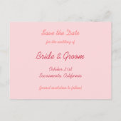 Pink Heart "save the date" briefkaart (Achterkant)