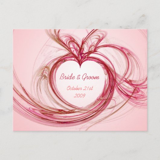 Pink Heart "save the date" briefkaart (Voorkant)