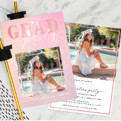 Pink Heart Script Uitnodiging voor afstudeerfeest