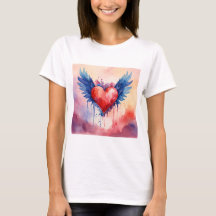 Pink Heart Sticker Design hart vrouwen T-shirt|