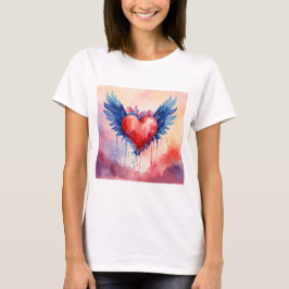 Pink Heart Sticker Design hart vrouwen T-shirt| T-shirt