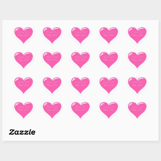 Pink Heart Stickers Personalized Text Love Gifts (Vel)