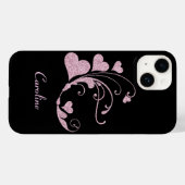 Pink Heart Swirl Faux Glitter Case-Mate iPhone Case (Achterkant (horizontaal))