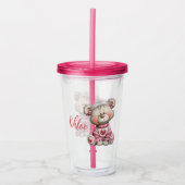 Pink Heart Teddy Bear Tumbler Illustration  Acryl Drinkbeker (Voorkant)