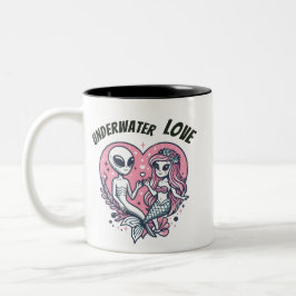 Pink Heart Underwater Love Tweekleurige Koffiemok