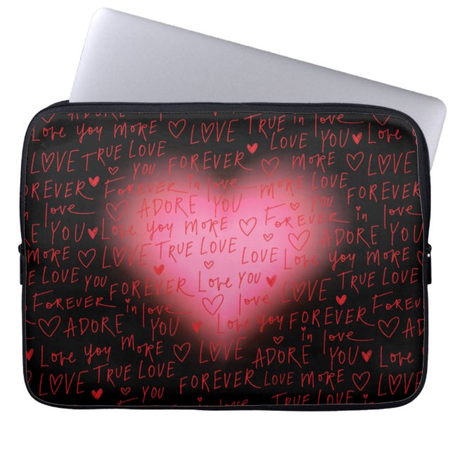 Pink Heart Valentijn electronic bag Laptop Sleeve (Voorkant)