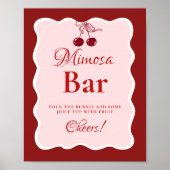 Pink Heart Valentine Bachelorette Mimosa Bar Sign Poster (Voorkant)