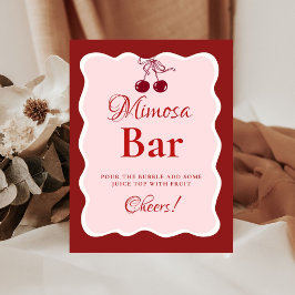 Pink Heart Valentine Bachelorette Mimosa Bar Sign Reclamebord Met Voetstuk