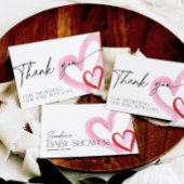 Pink Heart Valentines Baby Shower Thank You Bedankkaart