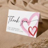 Pink Heart Valentines Baby Shower Thank You Bedankkaart