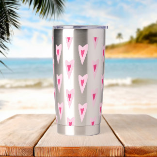 Pink Heart Valentines Water Bottle Geïsoleerde Drinkbeker