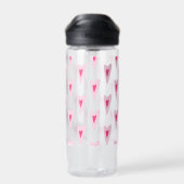 Pink Heart Valentines Water Bottle Waterfles (Achterkant)