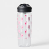 Pink Heart Valentines Water Bottle Waterfles (Voorkant)