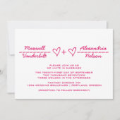 Pink Heart vergelijking Wedding Invite Kaart (Voorkant)