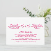 Pink Heart vergelijking Wedding Invite Kaart (Staand voorkant)