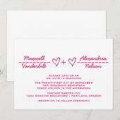 Pink Heart vergelijking Wedding Invite Kaart (Voorkant / Achterkant)