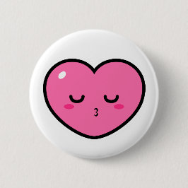 Pink Heart Waiting For a Kiss Ronde Button 5,7 Cm