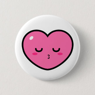 Pink Heart Waiting For a Kiss Ronde Button 5,7 Cm
