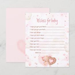 Pink Heart Wensen voor Baby Baby shower Game