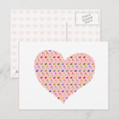 pink heart with musical notes briefkaart (Voorkant / Achterkant)