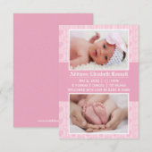 Pink Hearts 2 foto's - 3x5 geboorteaankondiging Aankondiging (Voorkant / Achterkant)