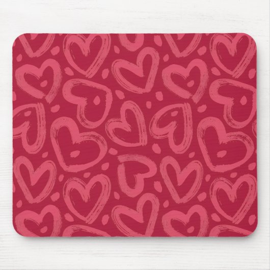 Pink Hearts Aesthetic Mouse Pad Muismat (Voorkant)