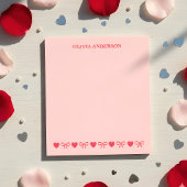 Pink Hearts and Bows Valentines Day Personalized  Notitieblok