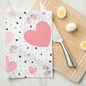 Pink hearts and piggy theedoek (Quarter Fold)