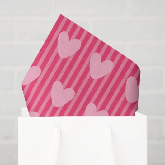Pink Hearts and Stripes Valentine Pattern Tissuepapier (Cadeauzakje)