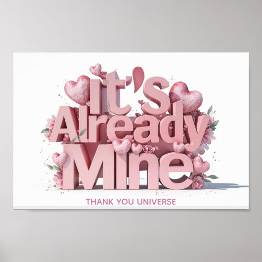 *~* Pink Hearts Ap85 Wet van Attractie Manifestere Poster (Voorkant)