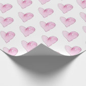 Pink Hearts Artisan Waterverf Art Sweet Love Cadeaupapier (Hoek)