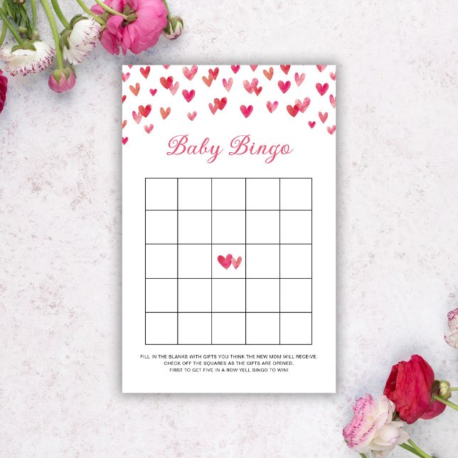 Pink Hearts Baby Bingo spel (Creator heeft geüpload)