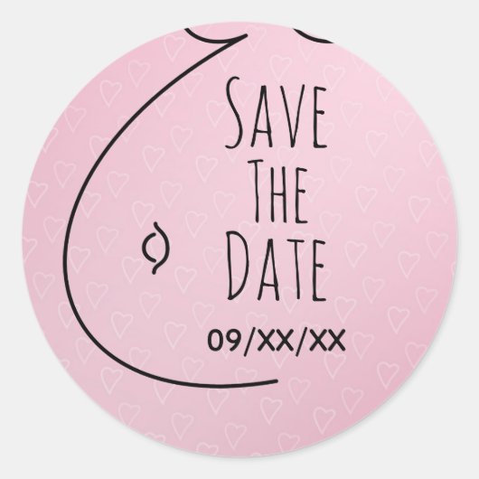 Pink Hearts Baby Bump Baby shower Bewaar de datum Ronde Sticker (Voorkant)